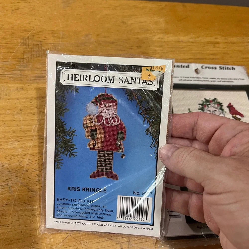 Vtg Christmas Cross Stitch Kit‎ Lot NeedleMagic Heirloom Santas Father Christmas